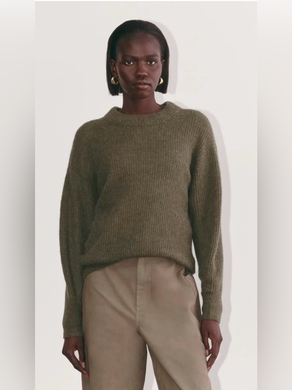 New Everlane THE COCOON CREW IN ALPACA Kalamata S Premium Cozy Neutral